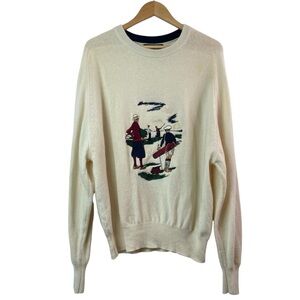 Lyle & Scott Vintage 90s Pure Lambswool Golf Embroidered Jumper Crewneck Sweater